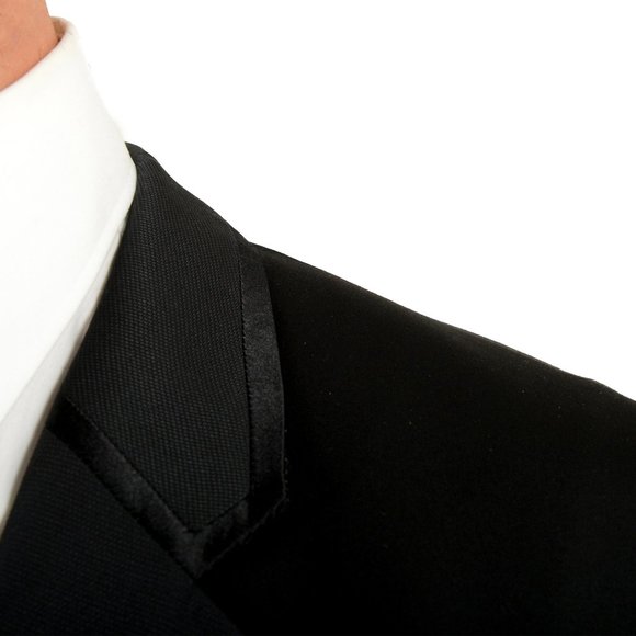 Hugo Boss Men's "Arti/Hesten201E1" Extra Slim Black Tuxedo Wool One Button Suit - Picture 7 of 14